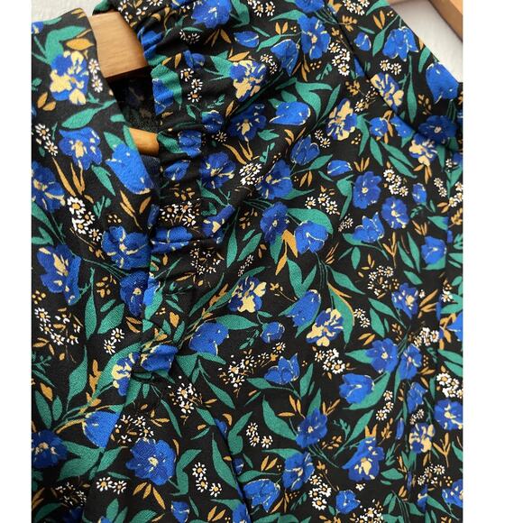 Zara Vibrant Floral Print High Neck Shoulder Cut Out Midi Dress Size Large - Picture 8 of 10